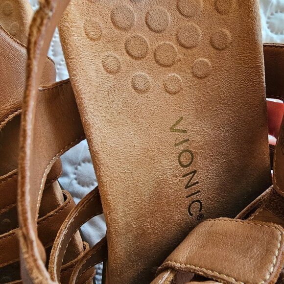 Vionic Womens Harissa Leather Sandals, Size 8 Wide, Tan Adjustable Straps - Picture 2 of 13